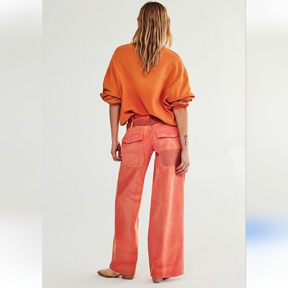 Waterfalls Baggy Wide Leg Denim Jeans by Free People in Oklahoma Sun size 28